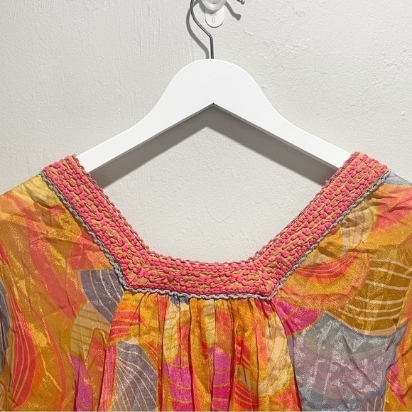 BLANK LONDON ANTHROPOLOGIE Women’s Multicolor TESSA Embroidered Neck Blouse PXS - Picture 5 of 8